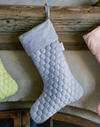 Save the Bees inspired holiday stockings with linen hexagon design, eco-friendly, bee-themed for Christmas, perfect for gifting, supporting pollinator conservation.