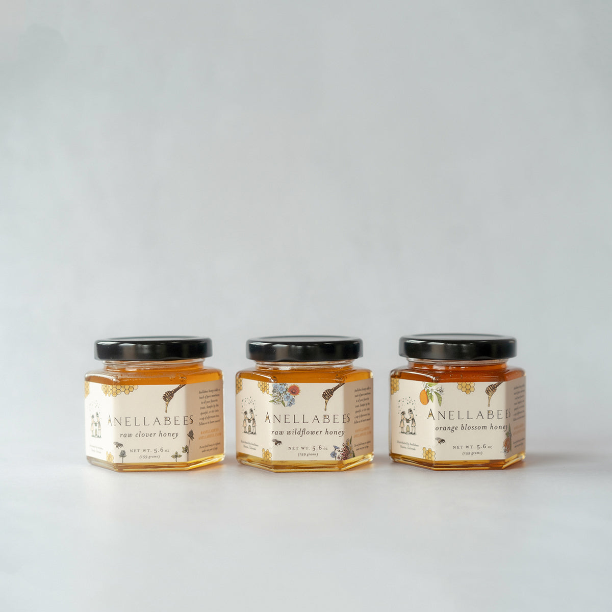 Pure honey sample set, 100% natural and raw honey, perfect for tasting, eco-friendly packaging, sustainably sourced, foodie gifts, best honey flight.