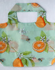 Orange blossom reusable large tote bag, eco-friendly, stylish, durable for shopping and everyday use, sustainable gift option.